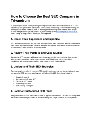 Best SEO Company in Trivandrum