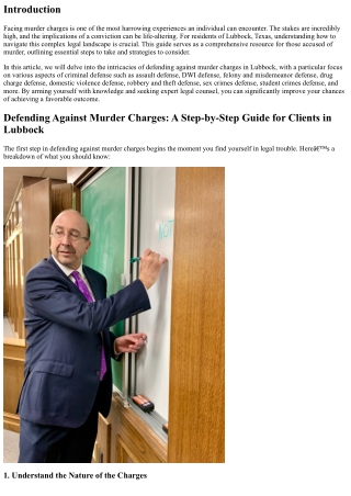 Defending Against Murder Charges: A Step-by-Step Guide for Clients in Lubbock