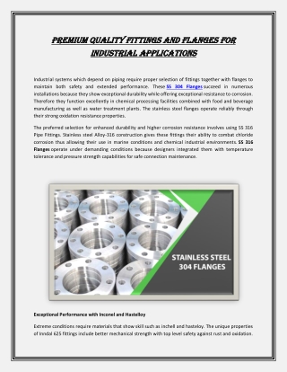 Premium Quality Fittings and Flanges for Industrial Applications