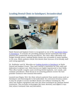 Leading Dental Clinic in Sainikpuri, Secunderabad