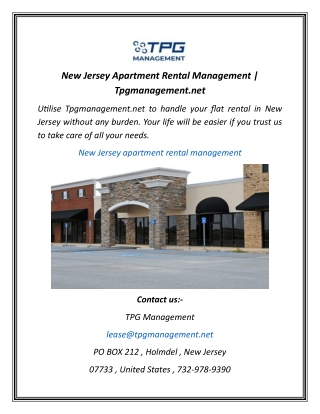 New Jersey Apartment Rental Management  Tpgmanagement.net