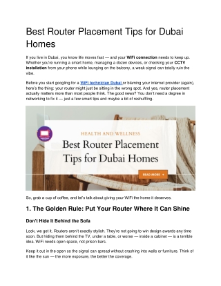 Best Router Placement Tips for Dubai Homes