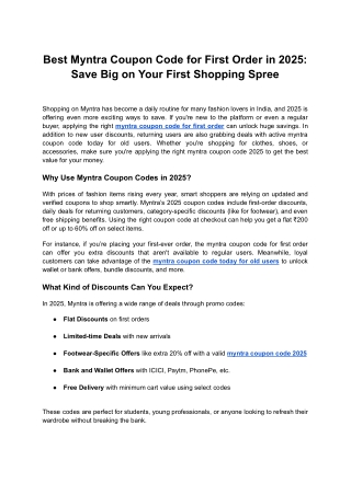 Best Myntra Coupon Code for First Order in 2025 Save Big on Your First Shopping Spree
