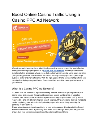 Boost Online Casino Traffic Using a Casino PPC Ad Network