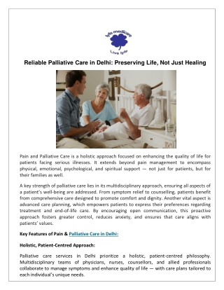Reliable Palliative Care in Delhi: Preserving Life, Not Just Healing