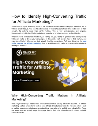 How to Identify High-Converting Traffic for Affiliate Marketing?