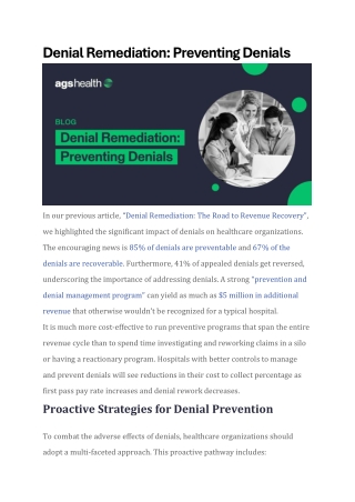 denial remediation preventing denials