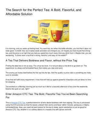The Search for the Perfect Tea_ A Bold, Flavorful, and Affordable Solution