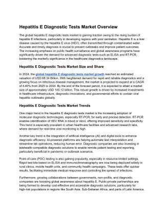 Hepatitis E Diagnostic Tests Market Size | Growth Analysis & Forecast | 2034