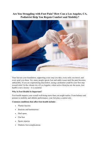 Discover How Hammertoe Treatment in Los Angeles, CA