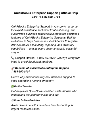 QuickBooks Enterprise Support * Official Help 24/7