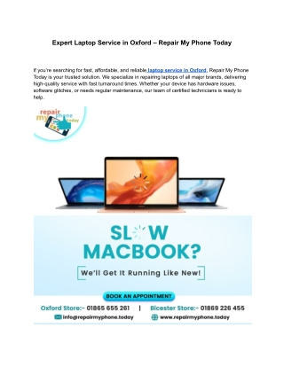 Expert Laptop Service in Oxford – Repair My Phone Today
