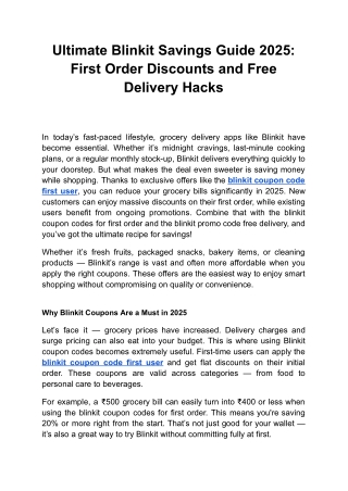Ultimate Blinkit Savings Guide 2025 First Order Discounts and Free Delivery Hacks