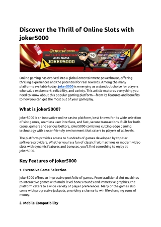 joker5000 Is Perfect for Mobile Gaming