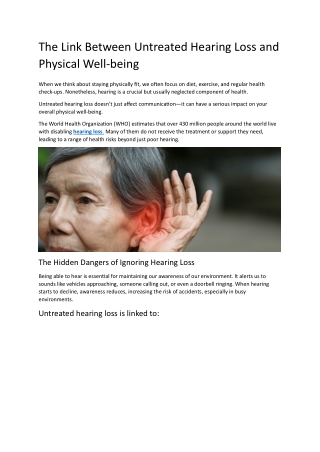 The Link Between Untreated Hearing Loss and Physical Well-Aanvii-Hearing