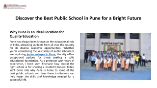 Discover the Best Public School in Pune for Bright Future