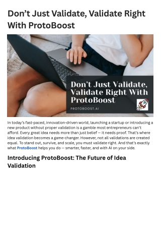 don t just validate validate right with protoboost