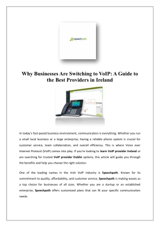 Voip Provider Dublin | Speechpath