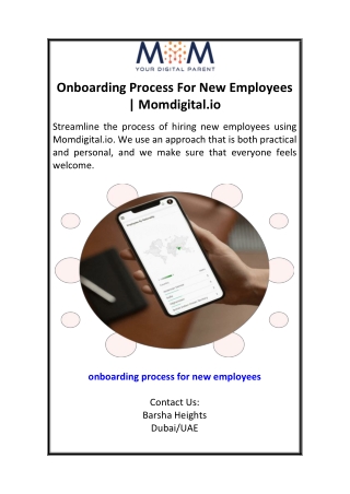 Onboarding Process For New Employees  Momdigital.io