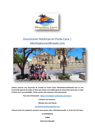 Excursiones históricas en Punta Cana | Montisatourandtravels.com