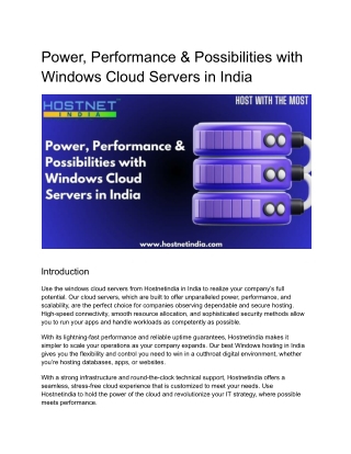 Power, Performance & Possibilities with Windows Cloud Servers in India (1)
