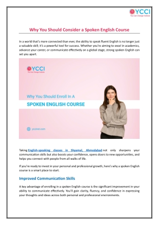 Why Should You Consider a Spoken English Course?