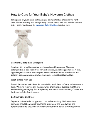 How to Care for Your Baby's Newborn Clothes