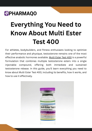 Everything You Need to Know About Multi Ester Test 400
