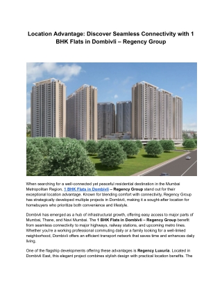 Location Advantage_ Discover Seamless Connectivity with 1 BHK Flats in Dombivli – Regency Group (1)