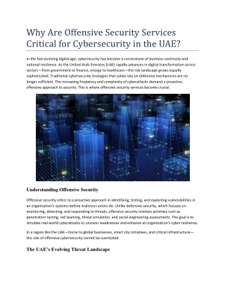 why are offensive security services critical