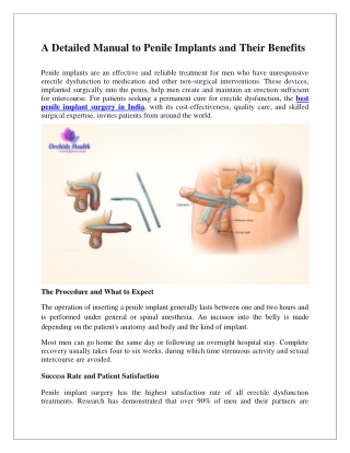 A Detailed Manual to Penile Implants and Their Benefits