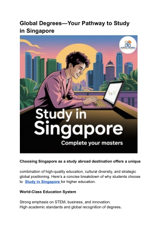 Global Degrees—Your Pathway to Study   In Singapore