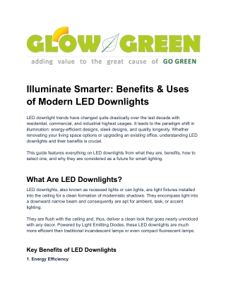 Illuminate Smarter_ Benefits & Uses of Modern LED Downlights