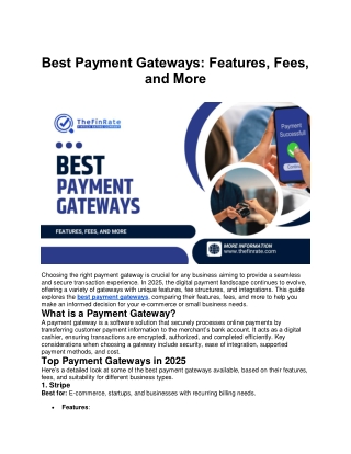 Best Payment Gateways: Features, Fees, and More