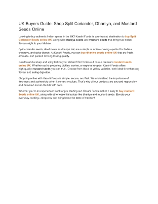UK Buyers Guide_ Shop Split Coriander, Dhaniya, and Mustard Seeds Online
