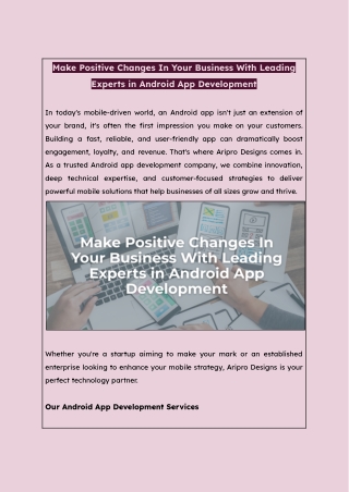 Aripro Designs | Expert Android App Development Company