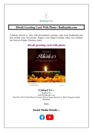 Diwali Greeting Card With Photo​  Badhaaido.com