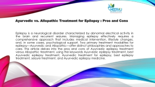 Ayurvedic vs. Allopathic Treatment for Epilepsy : Pros and Cons