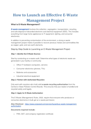How to Launch an Effective E-Waste Management Project