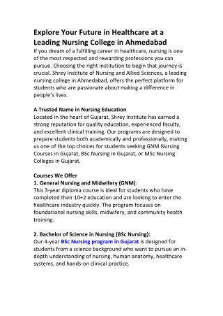 MSc Nursing Colleges in Gujarat | Shrey Institute
