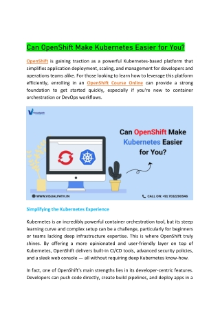 OpenShift Course Online - OpenShift Training In Ameerpet