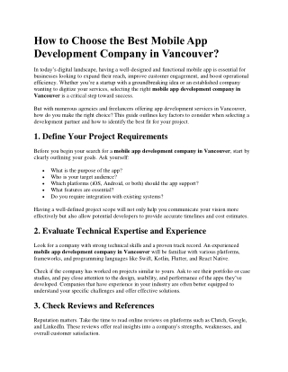 Mobile App Development Company in Vancouver