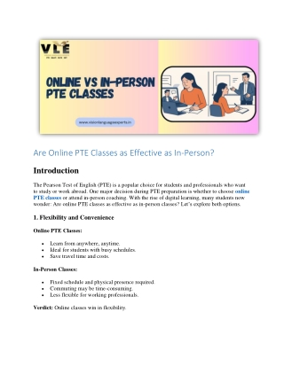 Are Online PTE Classes as Effective as In person