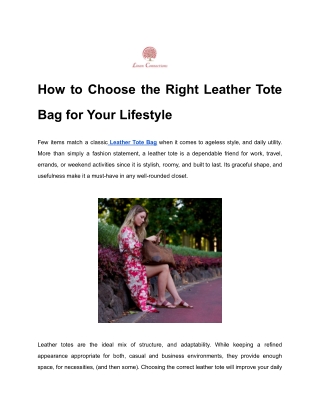 How to Choose the Right Leather Tote Bag for Your Lifestyle