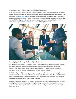 Navigating the Future of Law: Insights from the Digital Legal Forum