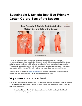 Sustainable & Stylish_ Best Eco-Friendly Cotton Co-ord Sets of the Season