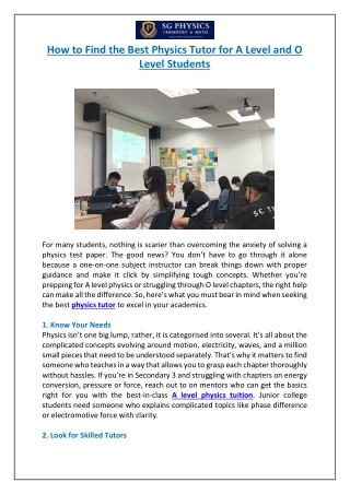 how to find the best physics tutor for a level
