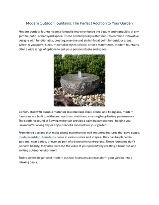 Modern Outdoor Fountains The Perfect Addition to Your Garden
