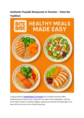 Best Tiffin Services in Toronto: Fresh, Homemade Meals Delivered Daily