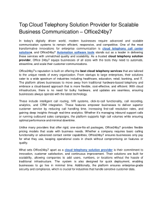 Top Cloud Telephony Solution Provider for Scalable Business Communication  Office24by7 docx Google Docs